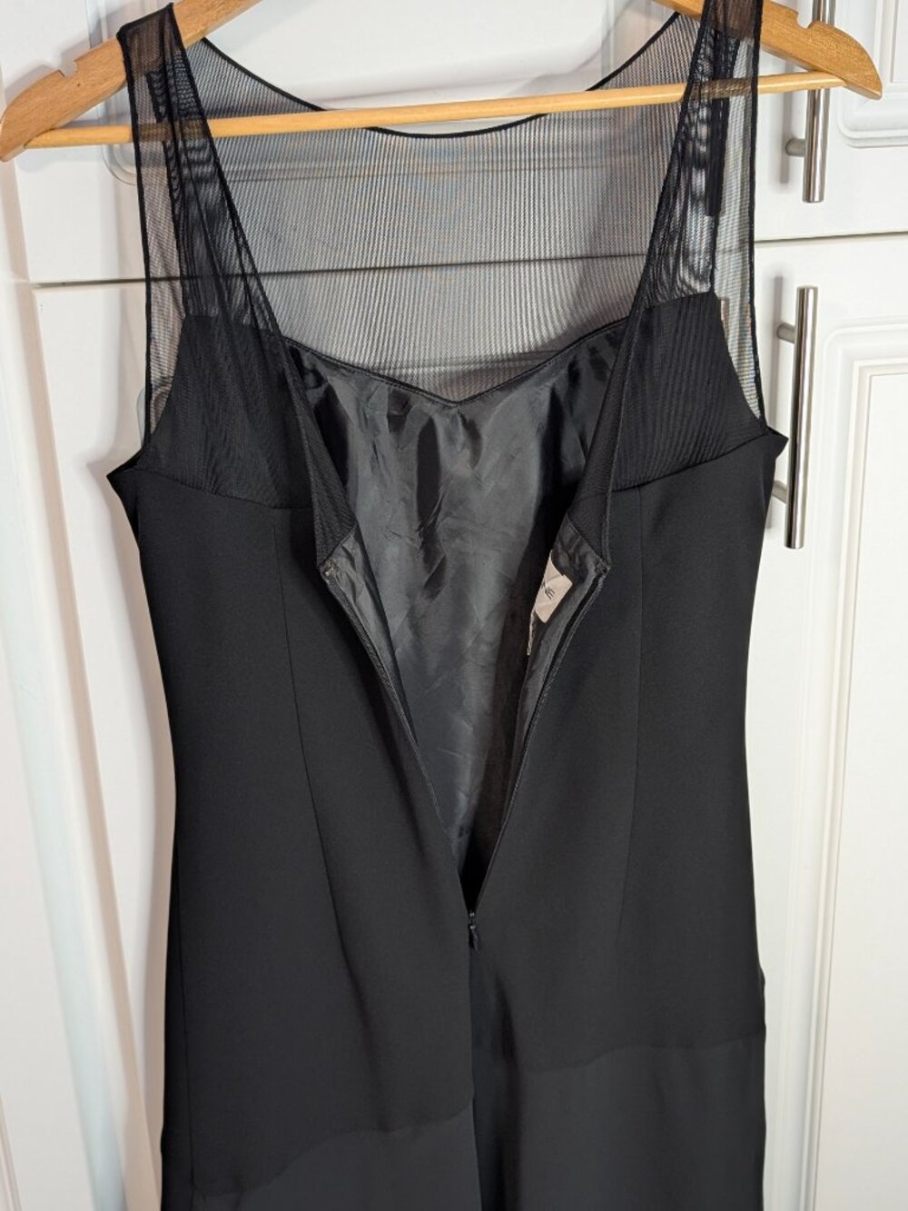 Vintage 90s Black Chiffon Asymmetrical Ruffle Hem Midi Dress 8 Romantic EUC 🖤 - Picture 8 of 15